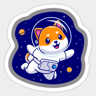 Cute Shiba Inu Astronaut Cartoon Sticker